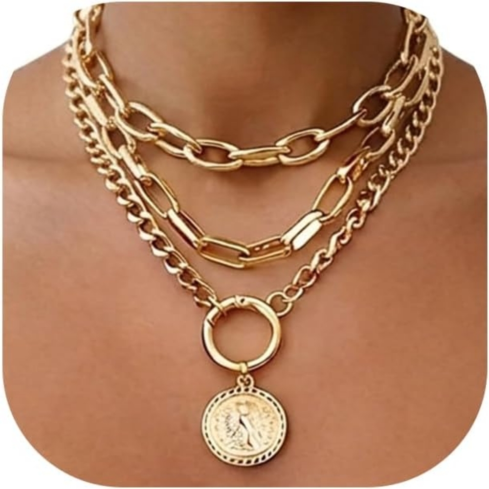 Chunky Cuban Link, Paperclip Chain & Coin Pendant
